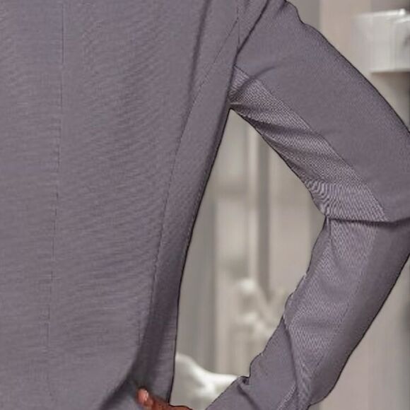 Gentle Used H by Halston Gray Woven Flyaway Blazer with Ribbed Arm Panel Size 6 - Picture 4 of 11